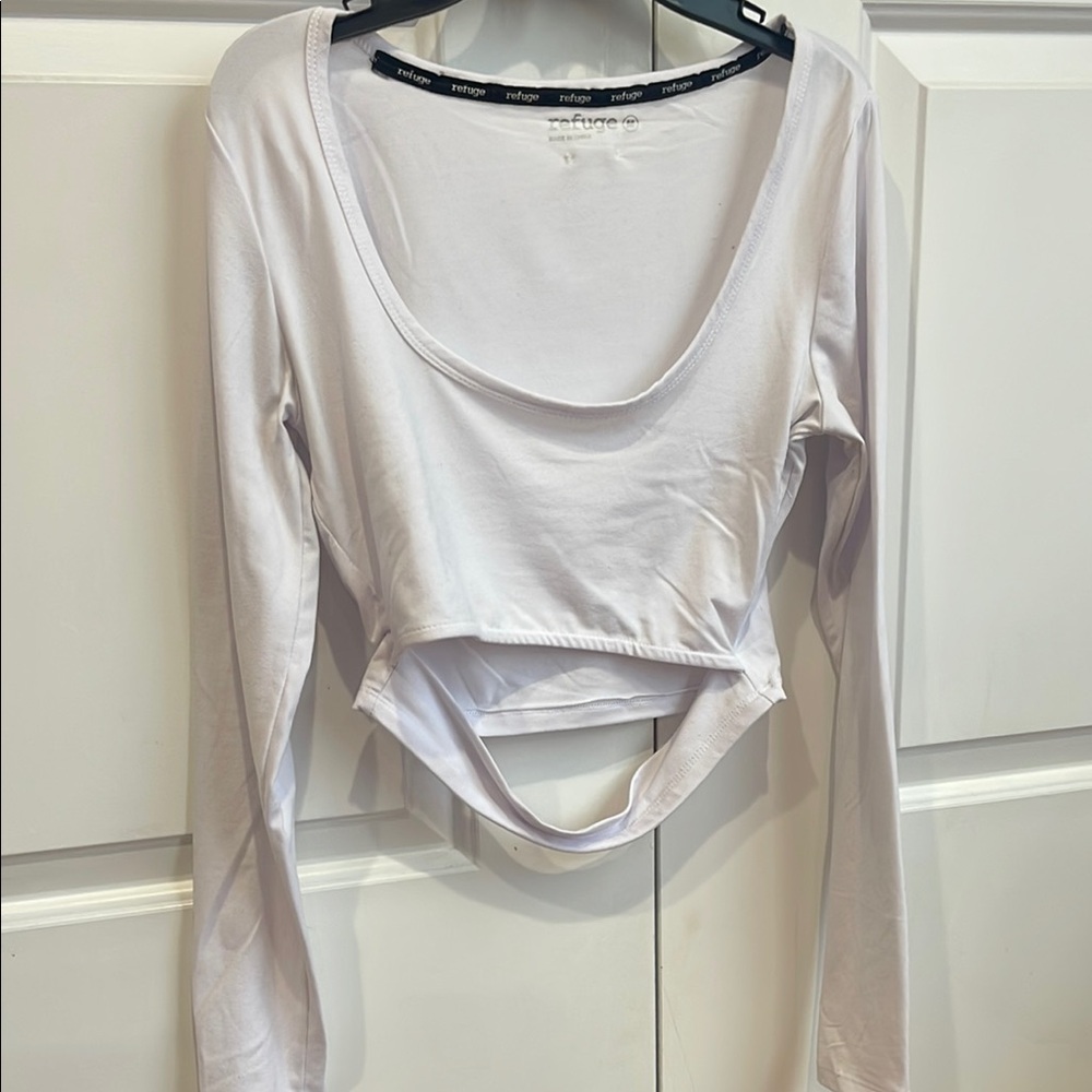 Naked Wardrobe Cream Long Sleeve Cut Out Bodysuit